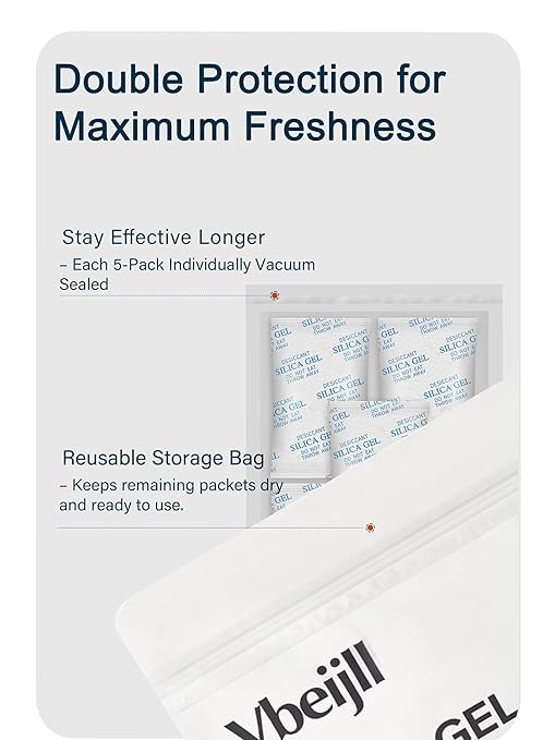 20 Gram (20 Pack) Color-Indicating Silica Gel Packets, Each 5 Pack Individually Sealed, Food Grade Desiccant - Rechargeable Moisture Absorbers for Food Storage, Electronics, 3D Filament & Safes