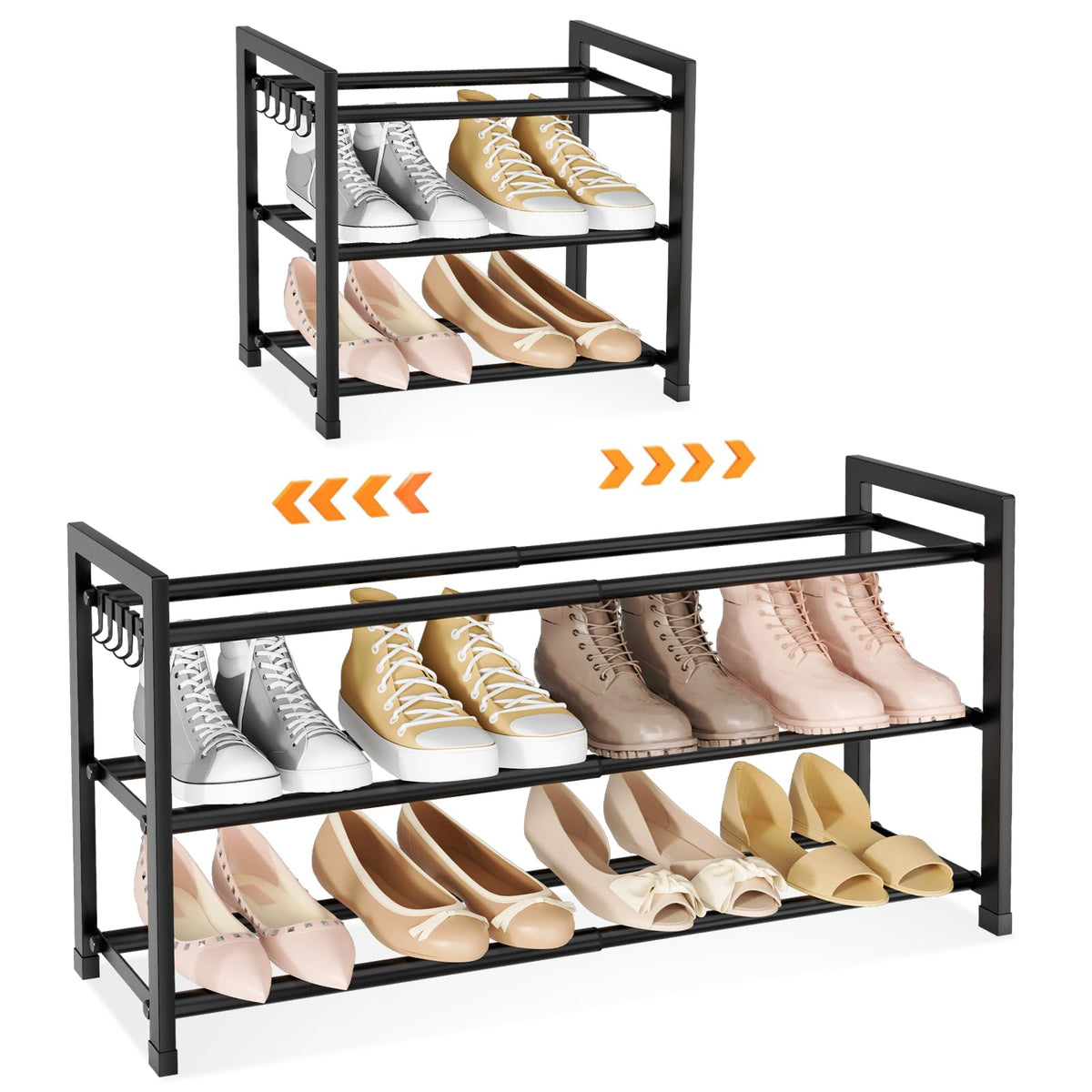 LANTEFUL 3-Tier Expandable Shoe Rack for Closet - Image 1