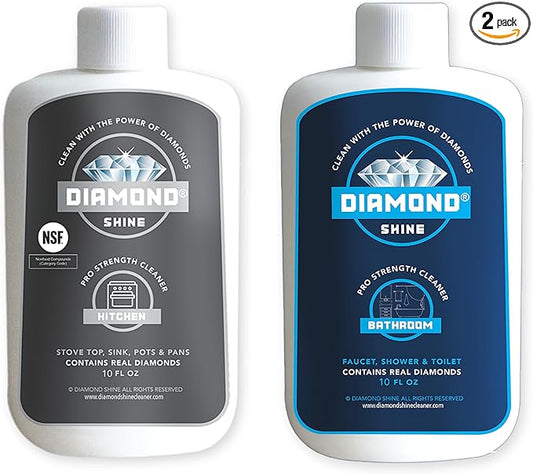 Diamond Shine Professional Combo Pack Bathroom & Kitchen Cleaners Hard Water Remover Shower Doors Cooktops Stainless Steel Faucets