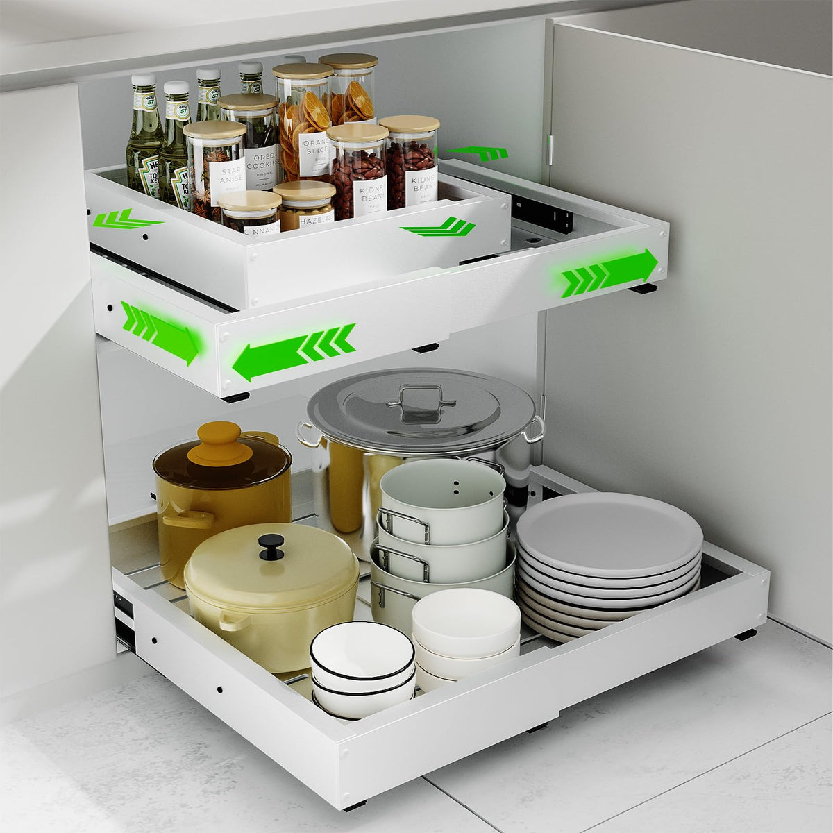 Expandable Pull Out Cabinet Organizer, Adjustable Width - Image 1