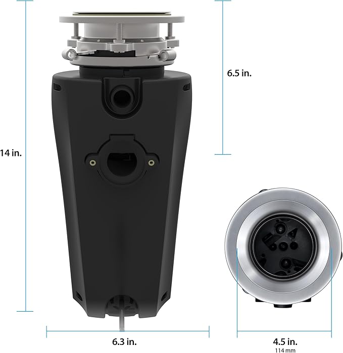 TITAN 10-US-TN-960-SL-3B Torque Garbage Disposal System with Stainless Steel Impellers & Griding Components, Black (3/4 HP | Slime Line)