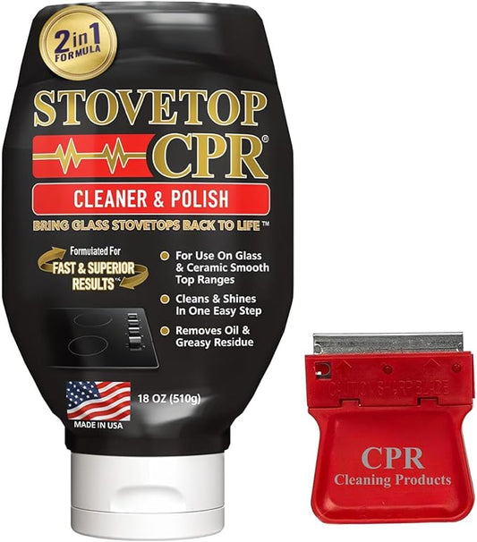 Stovetop CPR 2-in-1 Glass Stovetop Cleaner and Glass Polish(18oz)-Ceramic Top Stove Cleaner, Oven Top, Cooktop, Electric Stove Ceramic