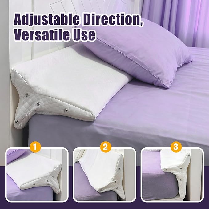 Triangle Bed Gap Filler King High Density Foam Headboard Gap Filler Pillow with 2 PCS Pockets and Removable Washable Cover, Prevent Items from Falling