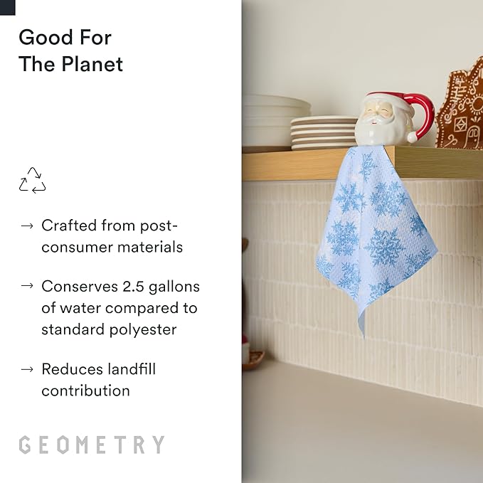 GEOMETRY Holiday Kitchen Dish Cloths - Quick Dry Dishcloths for Kitchen - Premium Dish Rags with Geoweave - 3-Pack Set - Snow Frostin