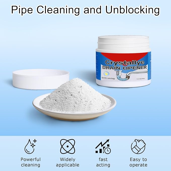 Crystal Lye Drain Opener – Powerful Unclogging Action for Bathroom & Kitchen Pipes (2PC)
