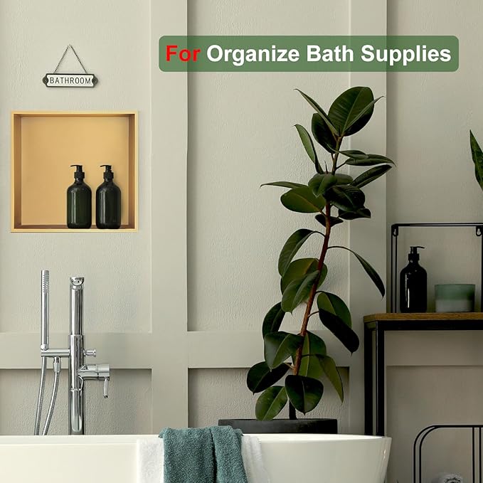 Shower Niche, Stainless Steel Elegant Bathroom Niche, No Tile Needed Recessed Shower Shelf Organizer for Storage