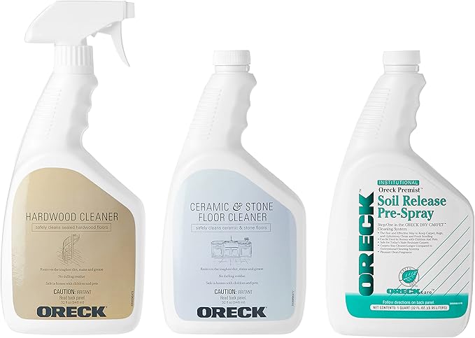 Oreck Orbiter Complete Clean Value Kit, Pack of 3, 32 oz Bottles, Includes Floor Cleaner for Hardwood, Ceramic and Stone, and Soil Release Pretreatment Spray, No Residue, Floor Cleaner Solution Kit