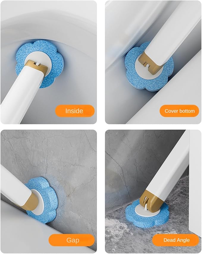 Toilet Brush Holder Set with 18PCS Toilet Brush Refills, Disposable Set (White)
