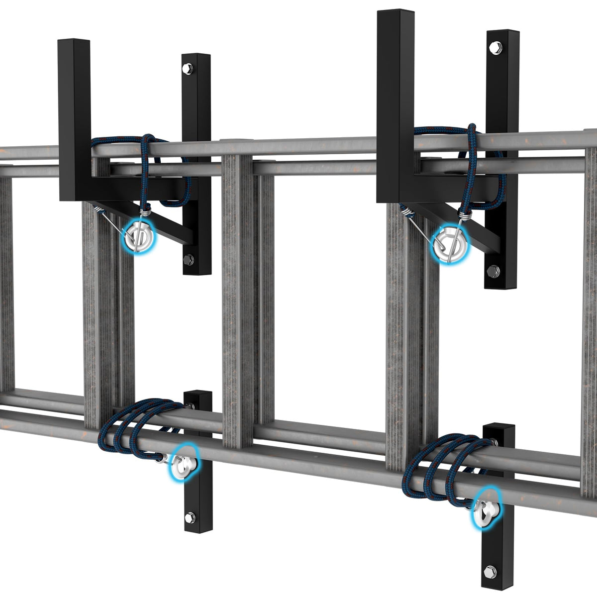2+2 Trailer Ladder Rack with 4 Elastic Ropes, 350 LBS - Image 1