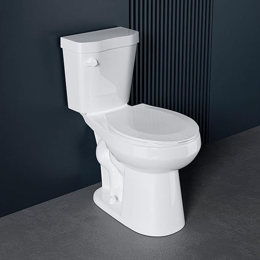Compact Tall Toilet 19 Inch for Small Bathroom Space 1.28 GPF Tornado Single Flush - Two Piece Comfort ADA High Toilet for Seniors, 19 Inch Bowl Height, 20 Inch Seat Height, 12" Rough In,White