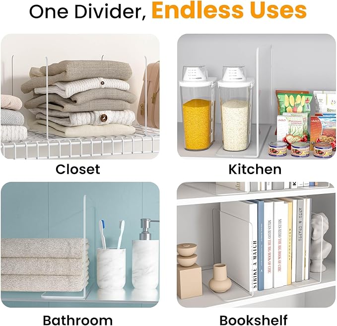 Shelf Dividers for Closet Organization – Acrylic Clear Sturdy Dividers to Keep Clothes, Sweaters & Purses Upright, Free-Standing for Wood Shelves, 10" Tall x 12" Deep, 10 Pack