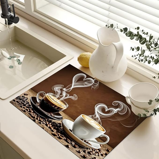 Stove Top Covers for Electric 28 x 20 inches Coffee Bar Mats Kitchen Decorations Pad for Coffee Maker Machine Stove Top Cover Utensils Countertops Sinks