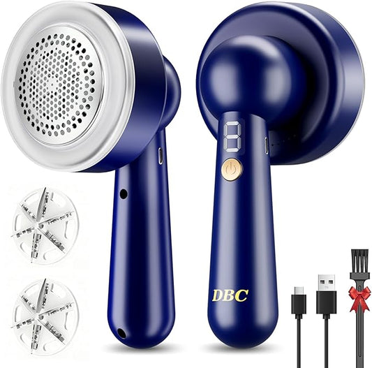 DBC Rechargeable Fabric Shaver and Lint Remover,2.7' Sweater Shaver with 3-Speeds and 6-Leaf Blades, 2hours runtime, 2 Replaceable Blades, Battery Operated,Remove Pilling, Furniture,Fuzz,Lint Ball