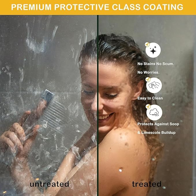 Sliding Shower Door 44–48 inch W× 76 inch H, Frameless Glass Shower Door with Round Stainless Steel Rail and 55mm Rollers, 6mm Tempered Glass, Space-Saving Shower Doors for Small Bathrooms