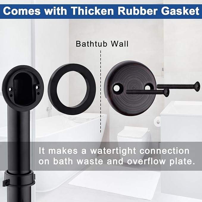 Brass Tip-Toe Tub Drain Kit with Basket Strainer and Two Hole Overflow Faceplate, Oil Rubbed Bronze