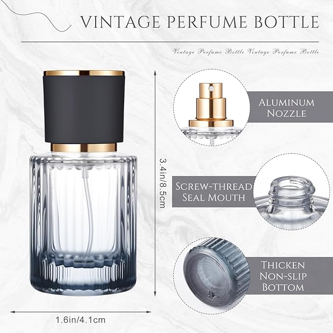 6 Pcs 30/50/100ml Empty Glass Perfume Bottles Bulk Pack for Perfume Makers Refillable Atomizer Cologne Bottles DIY Vintage Fragrance Packaging Glass Bottling Supplies (Multicolor,30 ml)