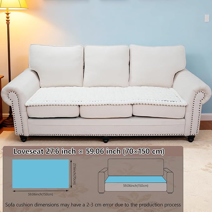 Waterproof Couch Cover for Dogs Washable,Non Slip Fuzzy Durable Couch Covers for 3 Cushion Sofa Pet Friendly Sofa Cover Dog Thick Soft Slipcovers Protector Couches Mat Bed (Beige, 27.6" x 59.06")
