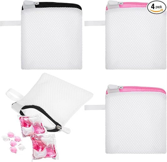 4 Pcs Small Laundry Mesh Bags Mini Washing Machine Underwear Washing Bag Lingerie Bags for Delicates Mini Mesh Net Foldable for Underwear Panties Bra Small Accessories