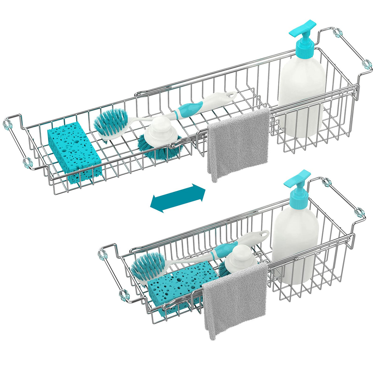 Over the Sink Caddy, Expandable Stainless Steel Sponge Holder - Image 1