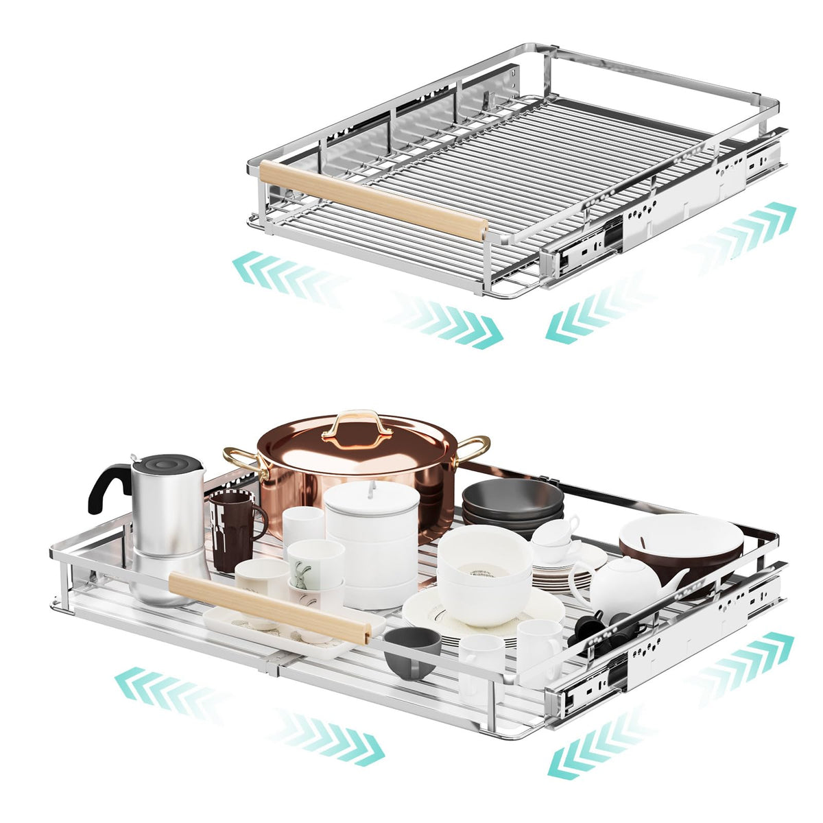2Pack Expandable Pull Out Cabinet Organizer, 17.1-28"W x 22.5"D - Image 1