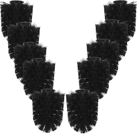 10pcs Replaceable Stainless Steel Toilet Brush Heads, Commercial Toilet Scrubber Refill with Stiff Bristles for Deep Bathroom Cleaning, Black 75x100mm Replacement Bowl Brush Heads