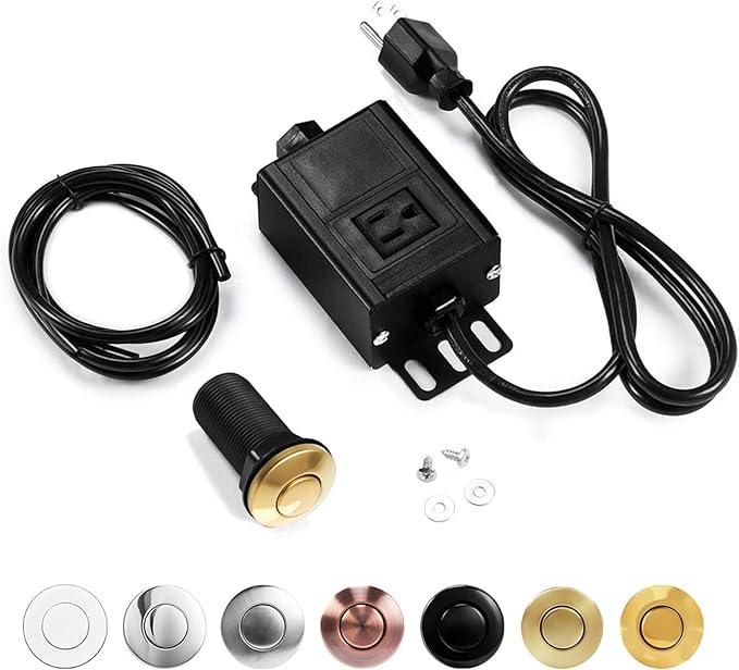 Sink Top Air Switch Kit Garbage Disposal Part by CLEESINK (LONG/3.5", Polished Gold)