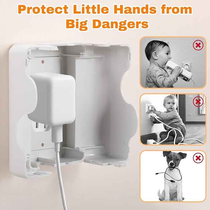 4 Pack Safety Outlet Cover Box Wall Outlet Cover for Baby Proofing Extra Large Electrical Plugs and Adapters Receptacle Box Receptacle Protector with Childproof Lock & Cable Management