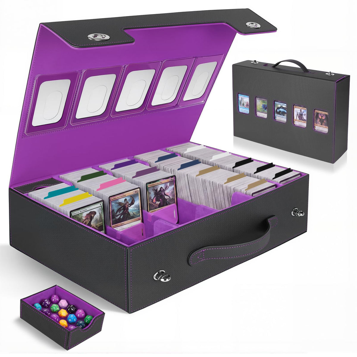 5 Row Trading Card Storage Box with Commander Display Window - Image 1