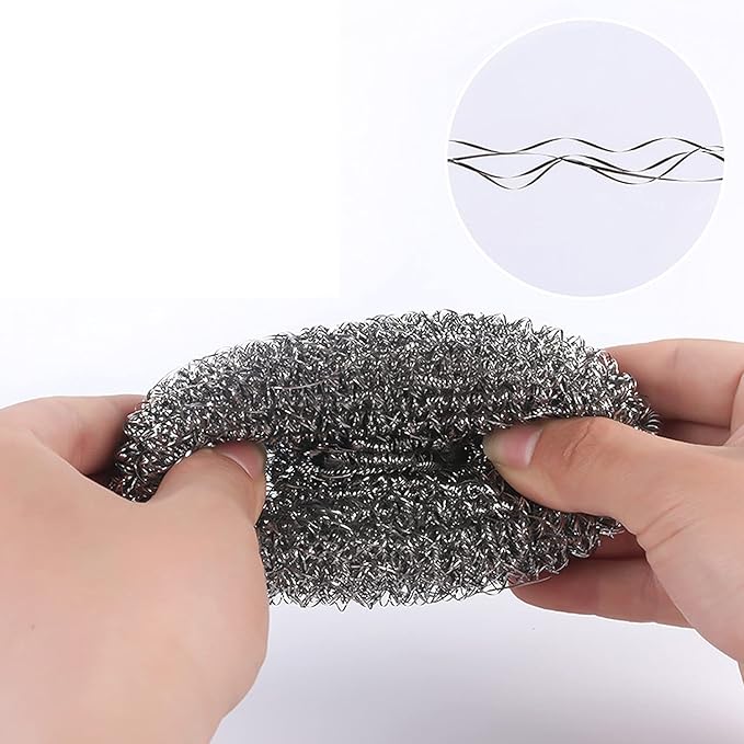 24 Pack Stainless Steel Scourers Sponges,Steel Wool scrubbers for stoves, pots, Cooker Hoods, etc. That are Difficult to Clean (24 Pack-Medium 20 Gram)
