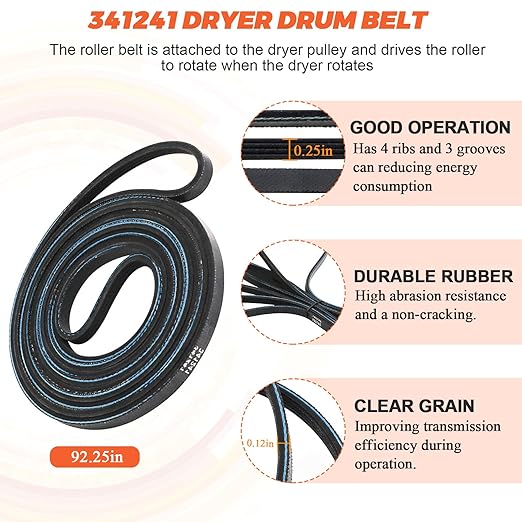 【Newest】 Upgraded 4392065 Dryer Maintenance Repair Kit by Beaquicy - Fit for Whirlpool Ken-More Crosley Admiral Amana Dryer - Package Includes 349241t Drum Roller 341241 Belt and 691366 Idler Pulley