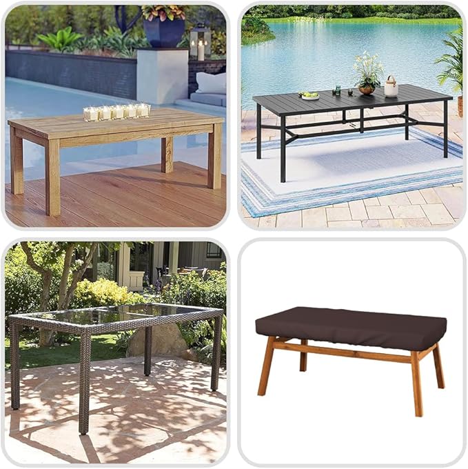 Covers & All Rectangle Table Top Cover, 12 Oz Waterproof UV & Weather Resistant Patio Table Cover, Outdoor Table Cover for Patio Furniture (70" L x 35" W x 5" H, Coffee)