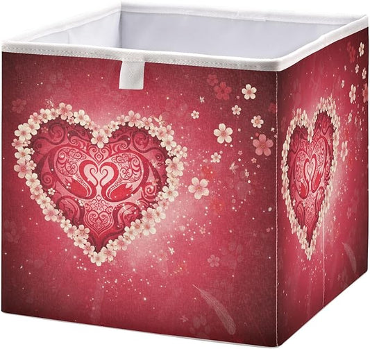 Bolaz Romantic Valentines Day Flowers Closet Organizers Storage Cubes Storage Bins Shelf Baskets Containers for Home Room Office,Square