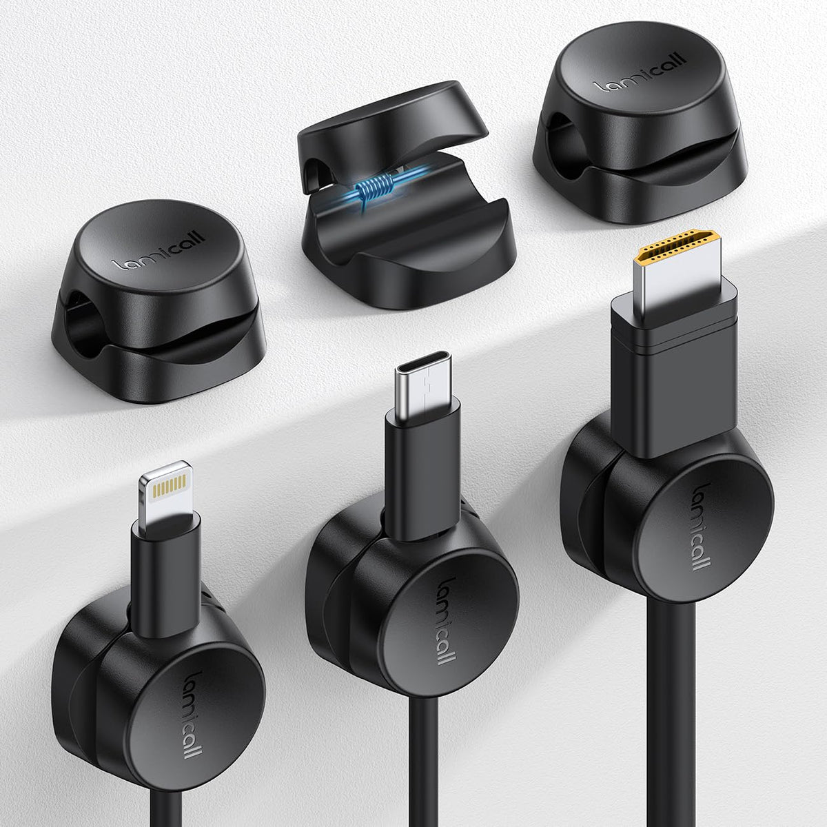 Lamicall 6Pack Cord Organizer, [1s Lock] Spring Cable Holder - Image 1