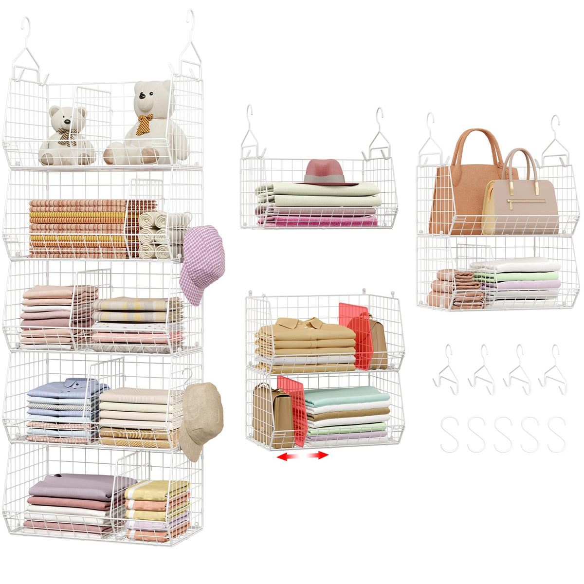 5 Tier Extra Large Closet Hanging Shelves with Divider,2 - Image 1