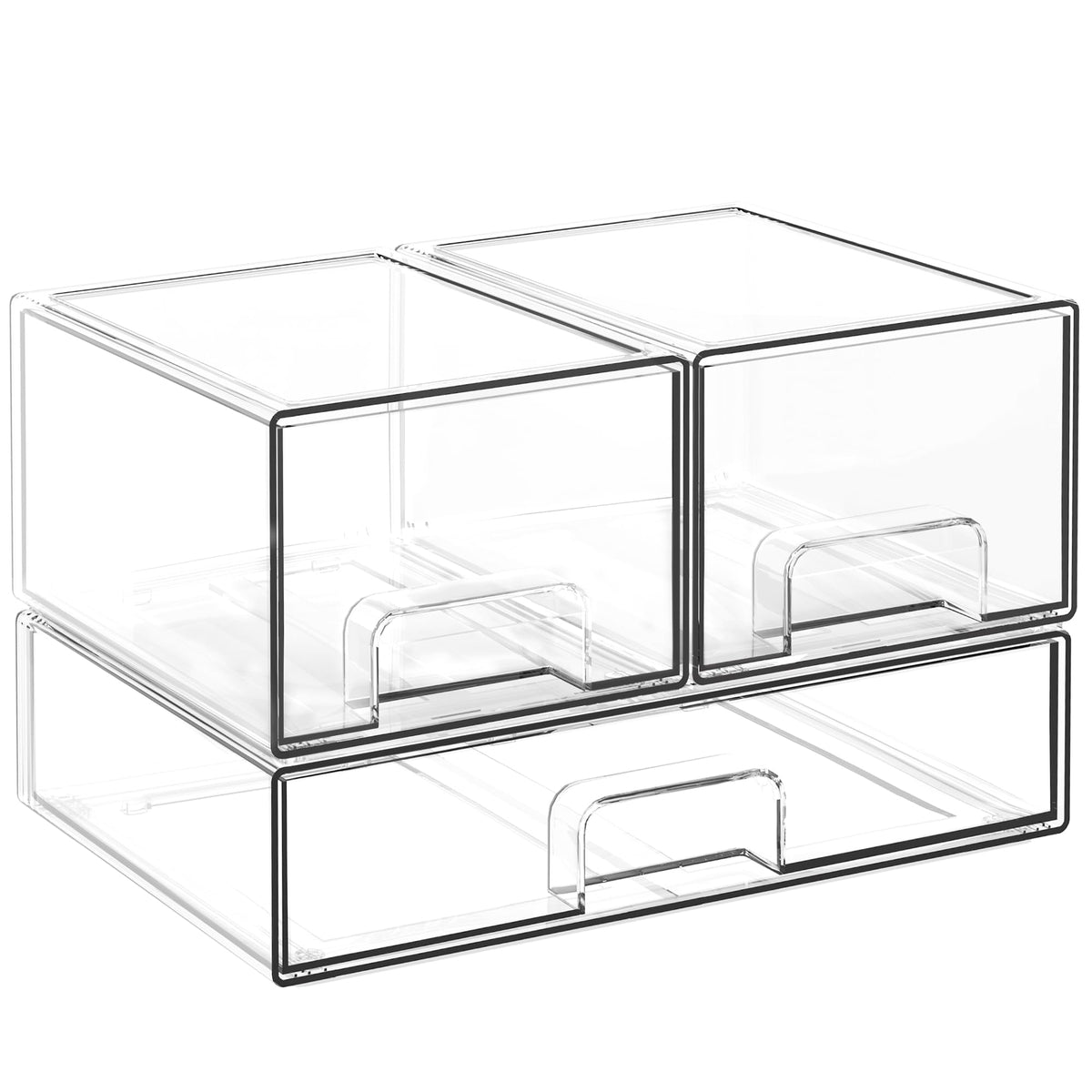 Stackable Storage Drawers, 3 Pack Clear Acrylic Makeup & Baby - Image 1