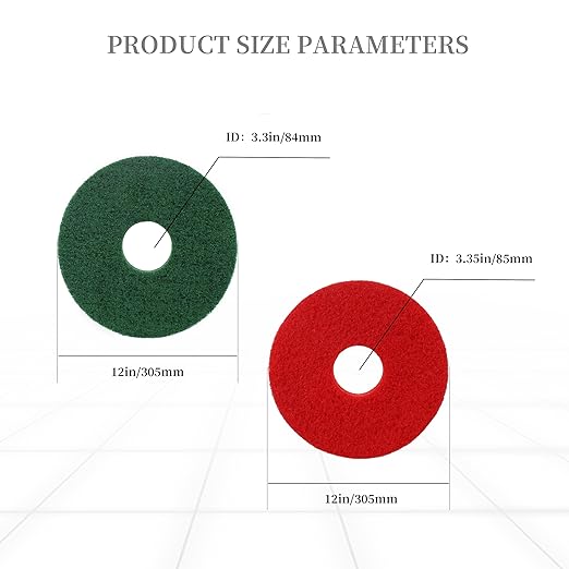 Cleaning Orbiter Pad 437.049 437.056 Fits for Oreck 550MC Orbiter Floor Machine-Medium Grit (150),12inch Diameter Floor Scrubber Pads (Green & Red)