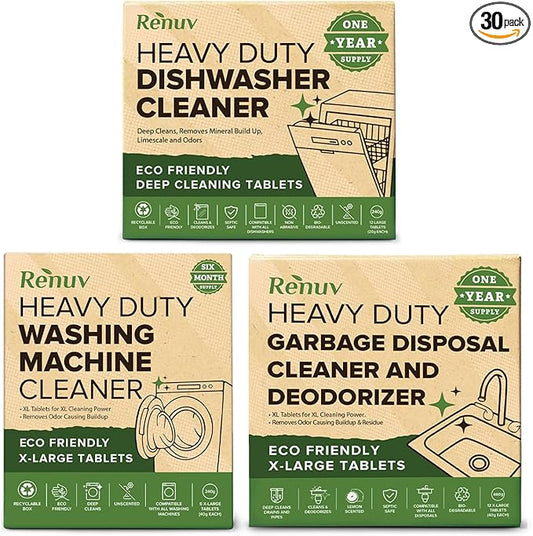 Renuv Washing Machine, Dishwasher, Garbage Disposal Cleaner and Deodorizer - Huge Savings!