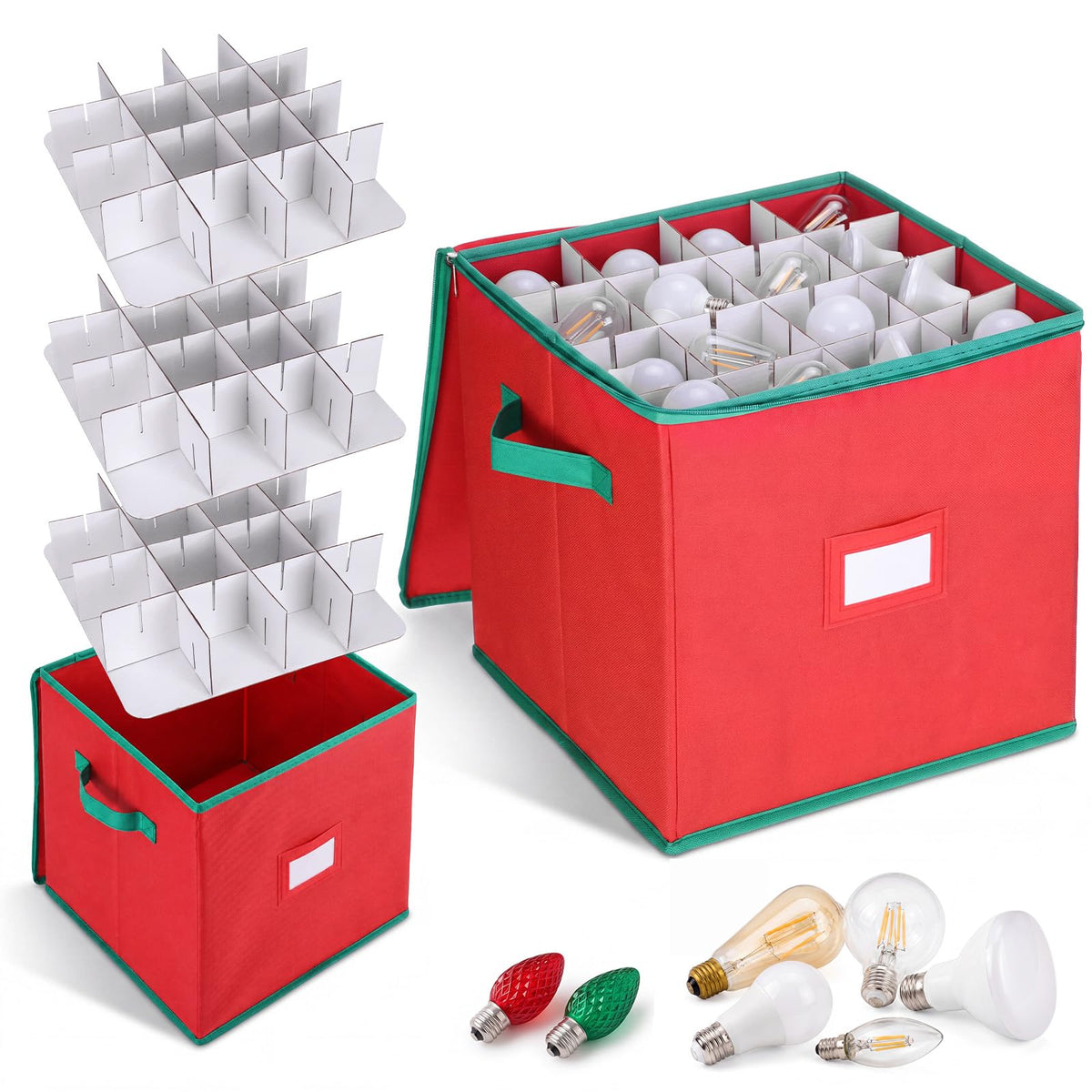 Christmas Light Bulb Organizer Storage Box Ornament - Image 1