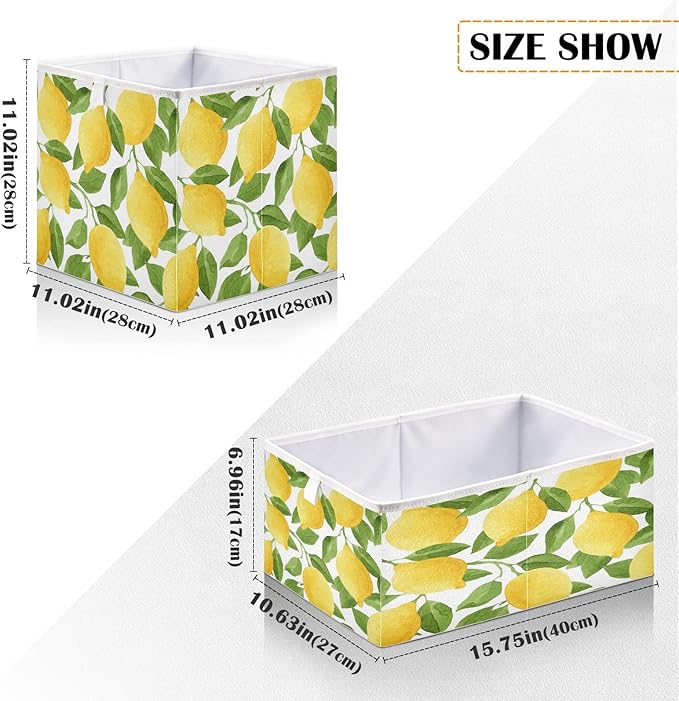 Bolaz Yellow Lemon Closet Organizers Storage Cubes Storage Bins Shelf Baskets Containers for Home Kids Room Toys Office,Rectangle
