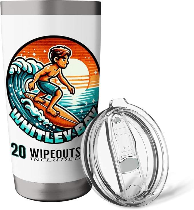 Whitley Bay Surfer Wipeouts Included 2024 Cartoon Style Stainless Steel Insulated Tumbler