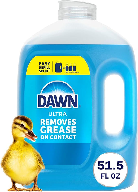 Dawn Ultra Original Dish Soap Refill Jug, Large Size Original Blue Liquid Dishwashing Detergent, Powerful Dawn Dish Soap for Grease, 51.5 oz