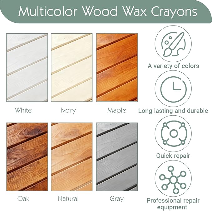 Zorfeter 20 Pack Wood Filler Sticks with 2 Scrapers, 20 Colors Wood Wax Crayons Furniture Repair Kit, Scratch Repair Crayons for Floors Cabinets Tables Doors
