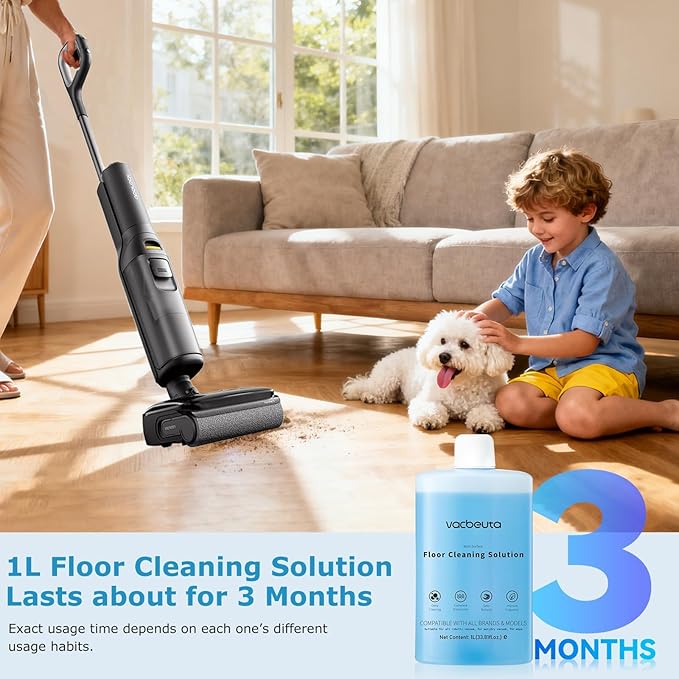2-Pack Floor Cleaning Solution Compatible with Roborock Saros S8 S7 Q Revo Q Series Floor Cleaner for Hardwood, for Robot & Wet Dry Vacuums Mopping 1L, 33.8 Fl. OZ Original Flavor