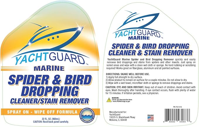 Marine Spider & Bird Dropping Remover -32 Oz - Boat Cleaner & Stain Remover for Boat Decks, Seats, Jet Skis, Dingys and Even Your Car Exterior