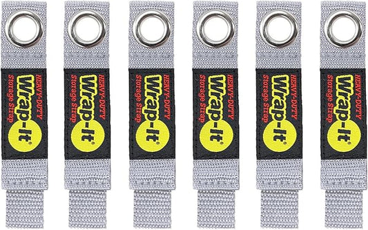 Heavy-Duty Wrap-It Storage Straps - 7" (6-Pack) Silver - Garage Organizer and Appliance Cord Holder for Home Storage Essentials