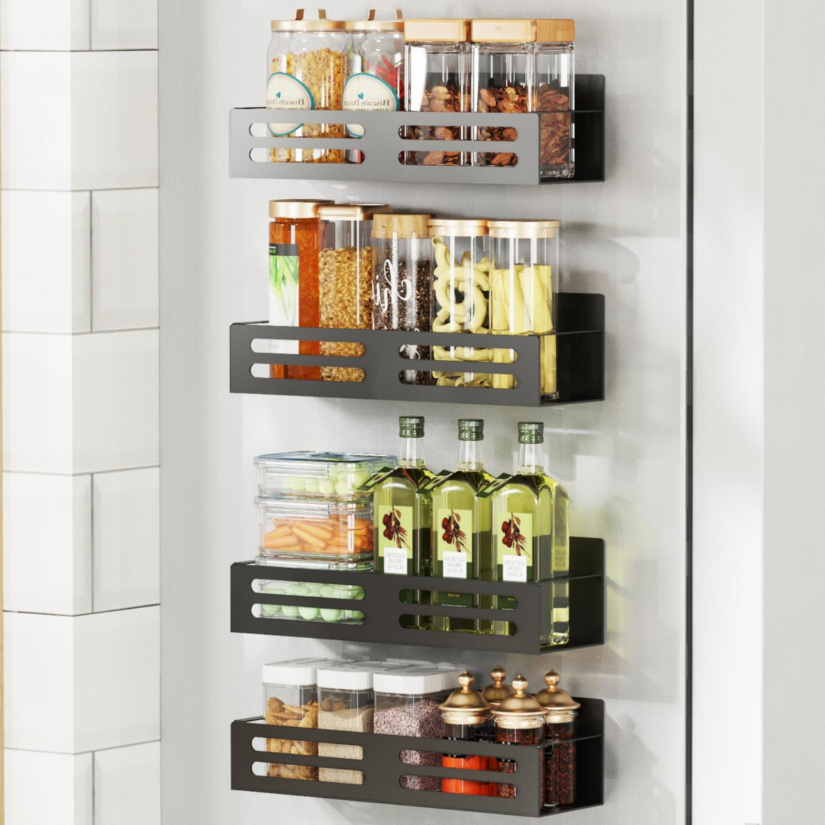 Magnetic Spice Rack for Refrigerator Magnetic Fridge Shelf - Image 1
