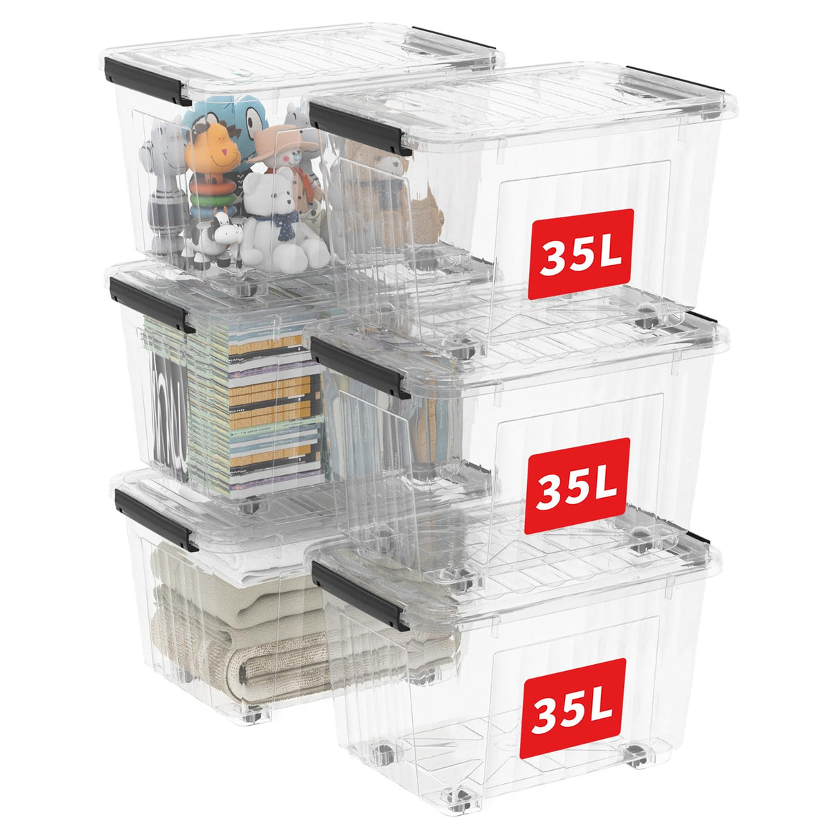Cetomo 40Qt*6 Plastic Storage Bins, Storage Box - Image 1