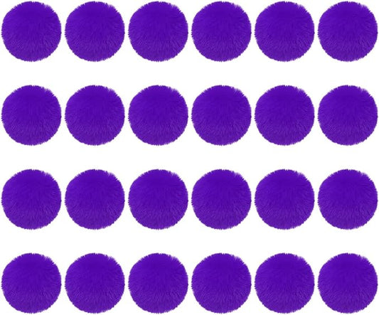 PATIKIL Faux Fur Pom Poms for Hats, 24 Pcs Fluffy Soft Fur Poms Balls with Elastic Loop for Keychain Knitting Hats DIY Scarves Gloves Bag Christmas, Purple