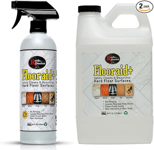 Flooraid Rock Doctor Multi-Surface Floor Cleaner Combo Pack, 64 oz and 24 oz – Cleans Vinyl, Ceramic Tile, and Stone