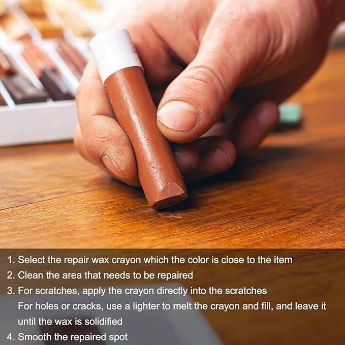 uxcell Furniture Repair Wax Crayons Kit, 20Pcs - Wood Filler Stick, Touch Up Furniture Markers - for Scratches Holes Tables Desks Wooden Floor Laminate Covers, Common Series